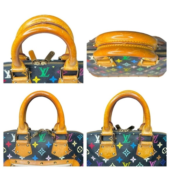Authentic Louis Vuitton Black Multicolor Murakami Rainbow Alma PM Leather Bag - Picture 12 of 15